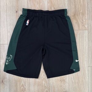 Nike Black and Dark Green Milwaukee Bucks NBA official shorts